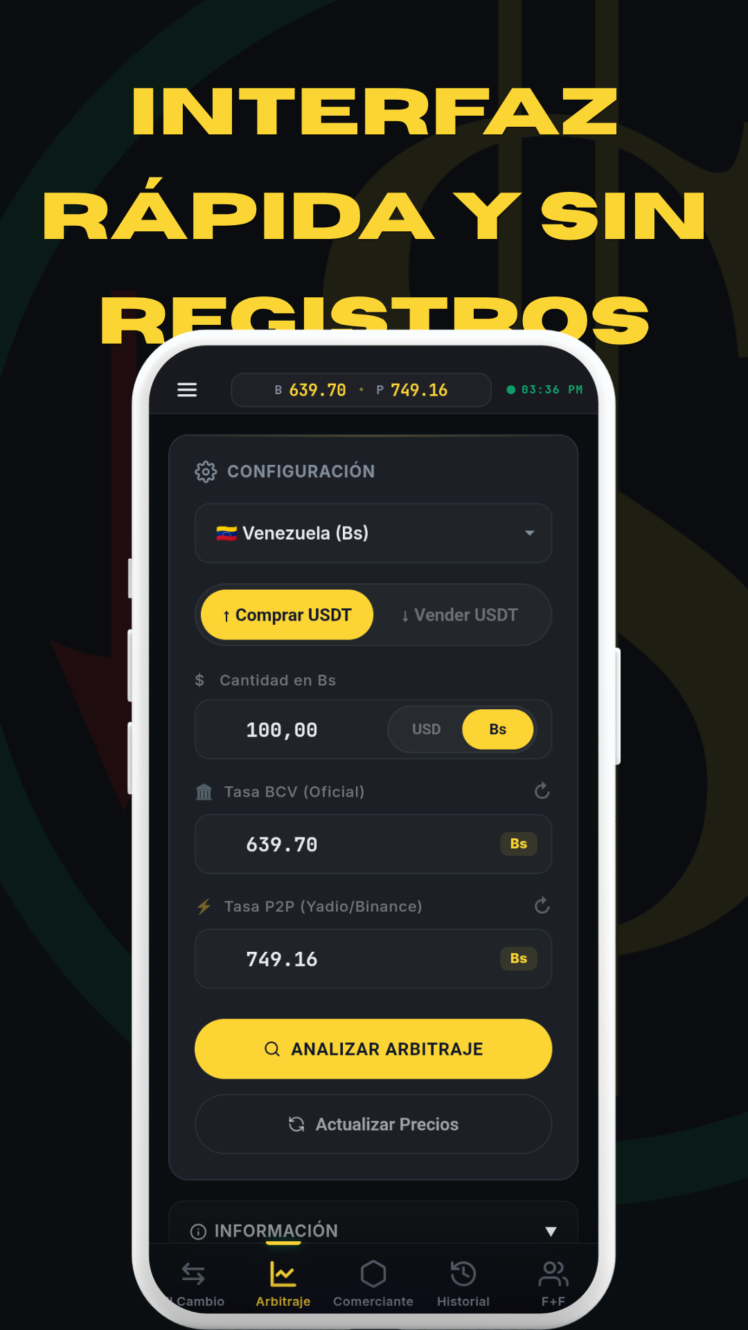 Pantalla de Arbitraje