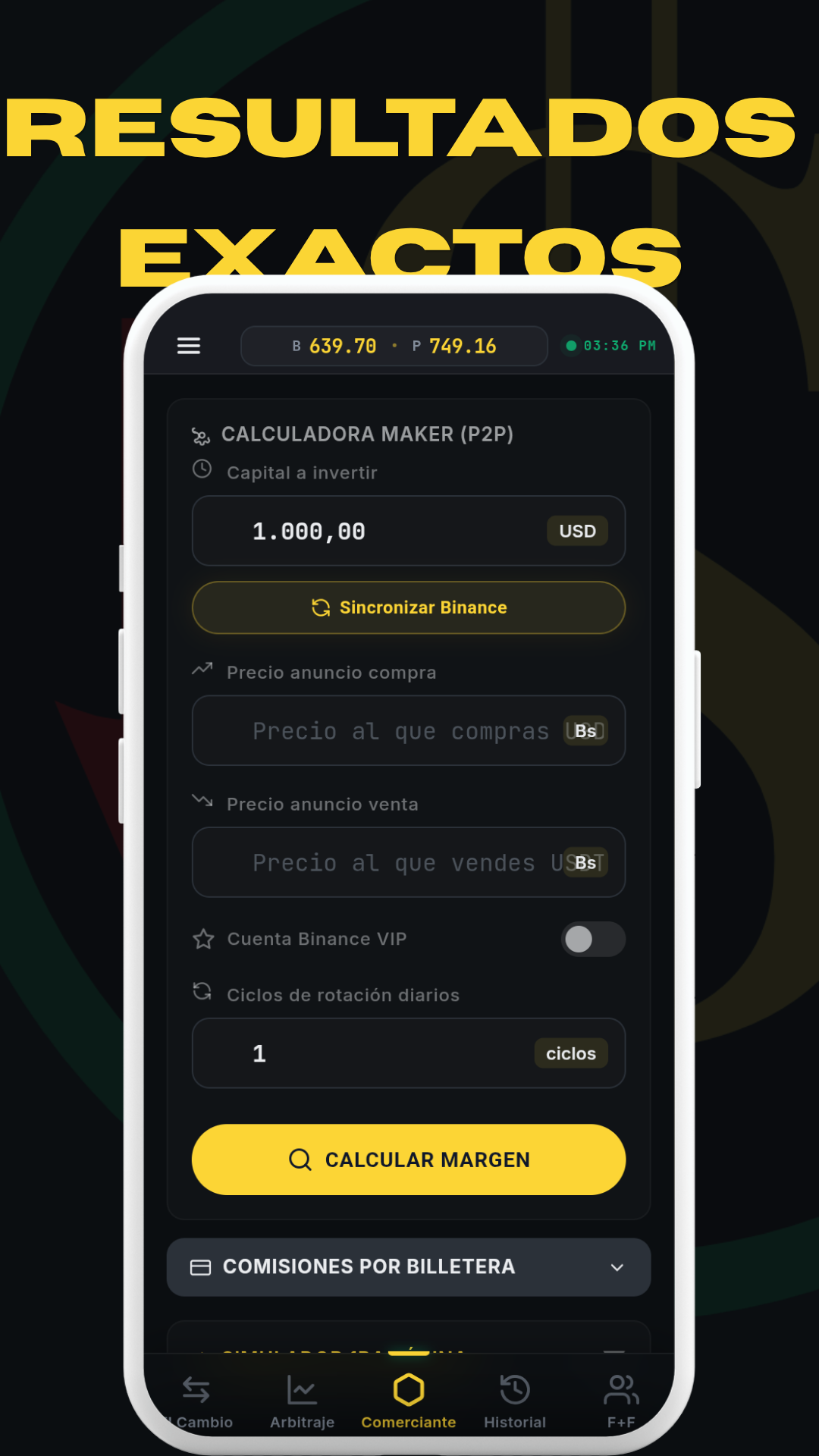 Pantalla Comerciante